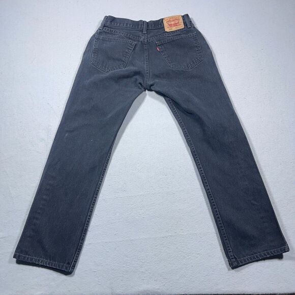 VTG Levi's 505 Jeans Men 32x30 Black Dark Wash‎ Denim Straight Leg Tag 33x32 - Picture 11 of 12